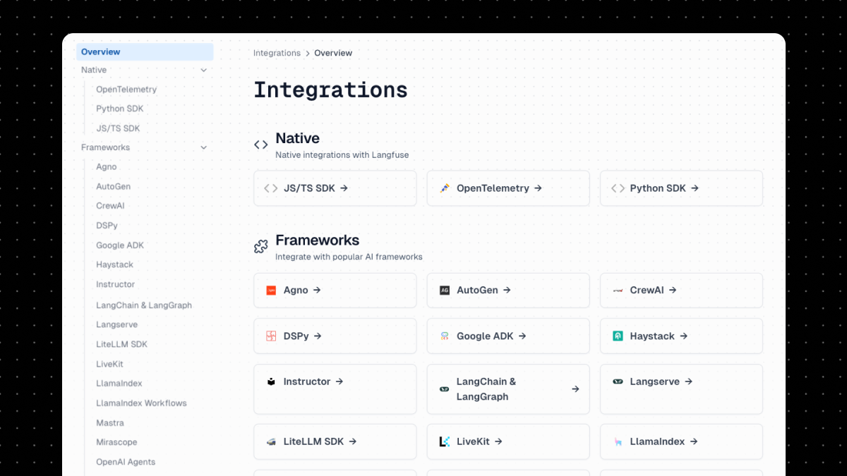 New docs and integration pages